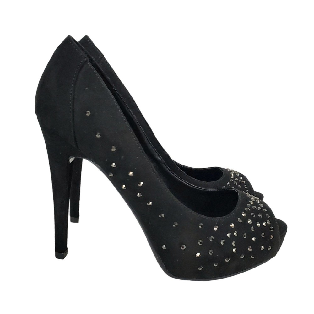 Marc Fisher Harpy Platform Stiletto Pump Heels Black Suede Womens Sz 7 Studded